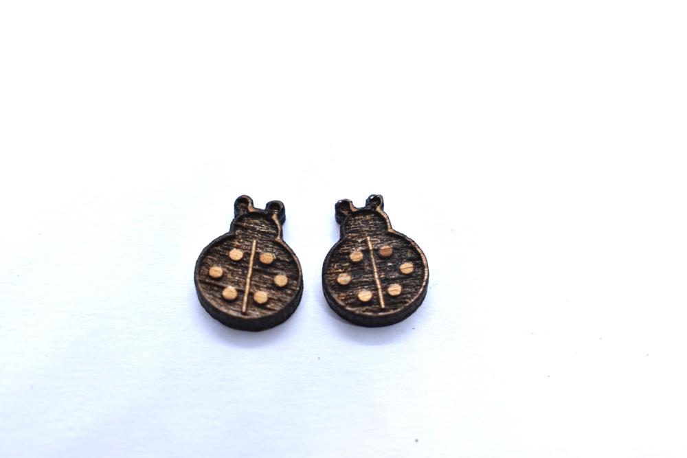 (image for) Wood Earring Stud Ladybug 3
