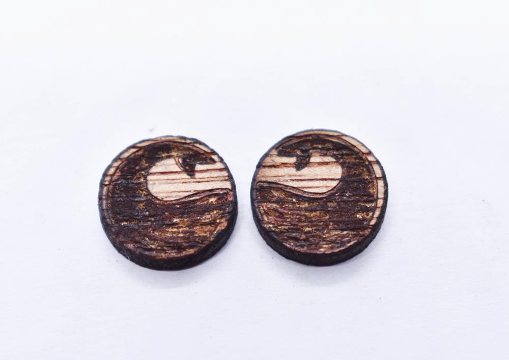 (image for) Wood Earring Part Circle Whale